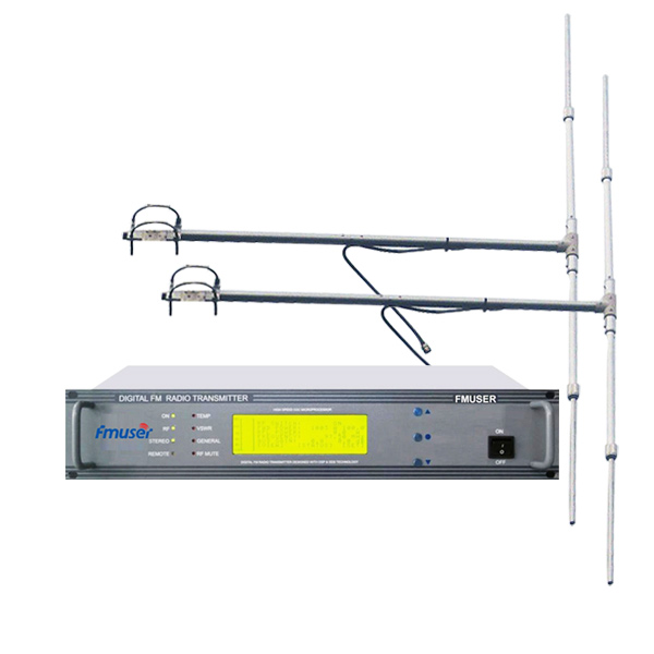 FMUSER FU618F-300C Professzionális 300 Wattos FM adó FM Broadcast rádió adó + 2 Bay DP100 Dipólus FM antenna + 30M 1/2 "kábel rádióállomáshoz