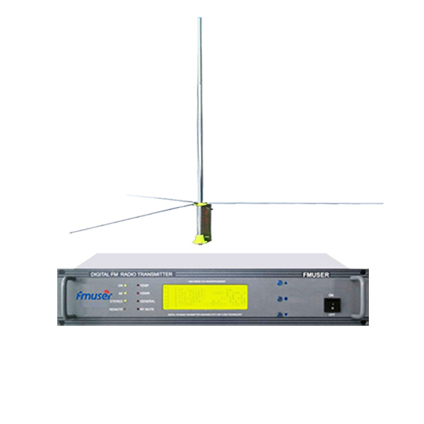 FMUSER FU618F-100C 100Watt 2U stereo FM-raadiosaatja FM-erguti võimsus reguleeritav + GP200 1/2 GP antennikomplekt raadiojaamale