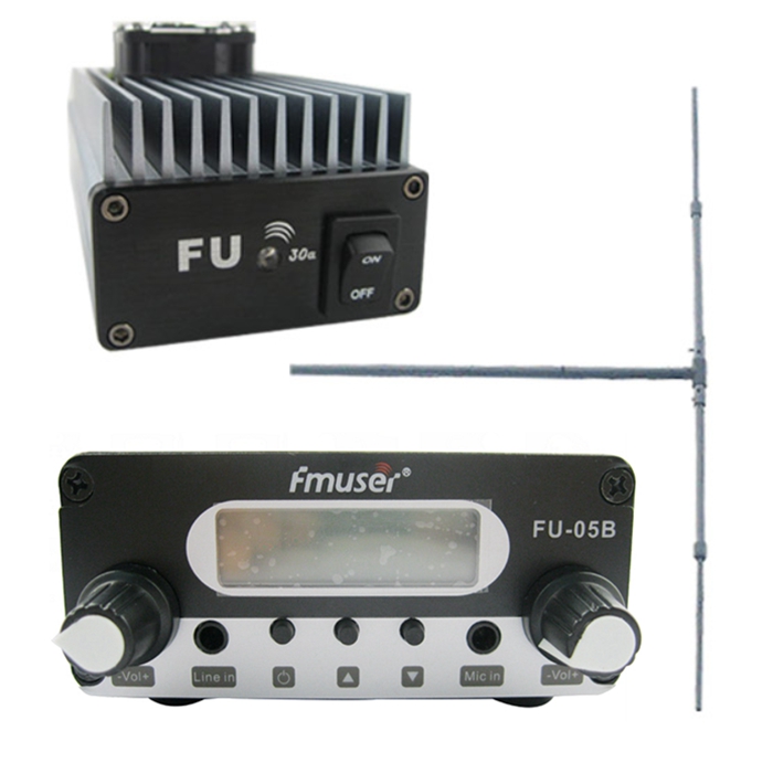 FU-30A 30W FM перадатчык + ўзмацняльнік 0.5w FM ўзбуджальнік + 1 / 2 Wave дыпольныя антэна камплект