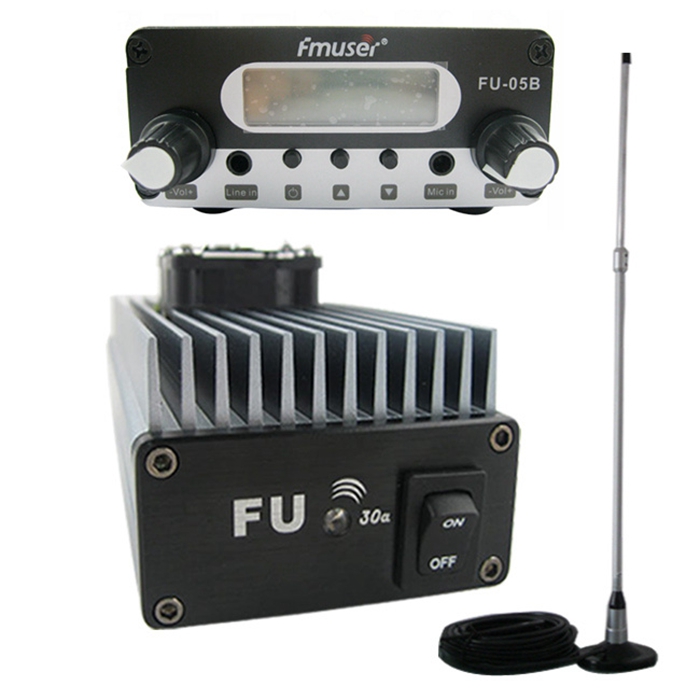 FMUSER FU-30A 30WプロフェッショナルFMパワーアンプFMトランスミッタFMエキサイター85 -110MHz + CA200カーサッカーFMアンテナ