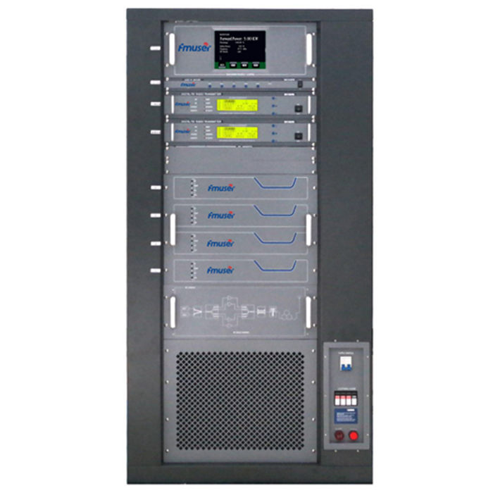 FMUSER FU618F-5kW 5000W 5KW Professional FM-udsendelse sender rackmontering AES / EBU får fat AGC for City Radio Station + 8 Bay FM-DV1 dipolantenne