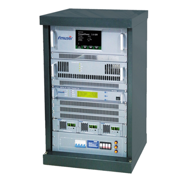 FMUSER FU618F-3kw 3000W 3KW Professional FM-transmission sender Rack Mount AES / EBU Høj kvalitet + 6 Bay FM-DV1 Dipole Antenna