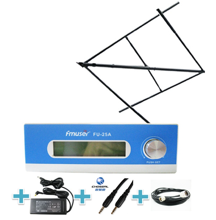 Groothandel Amazon FMUSER FU-25A 25W Long Rang FM-sender Kit FM Uitsaaier FM Exciter 0-25w Mono / stereo verstelbaar + sirkelvormig gepolariseerde antenne vir FM-radiostasie CZE-T251 CZH-T251