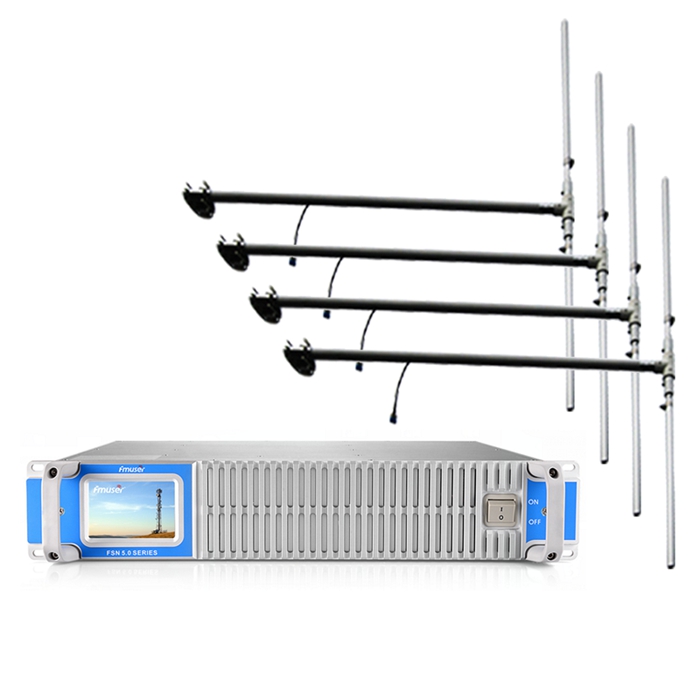 FMUSER FSN-600T 500Watt 600Watt Touch Screen FM RadioTransmitter Broadcast + 4 Bay DP100 Dipole Antenna + 30m 1/2" Cable For FM Radio Stations