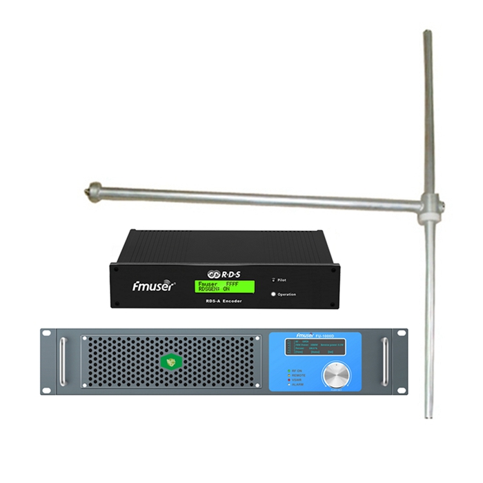 FMUSER FU-1000D Professzionális 1000 Wattos 1 kW-os FM rádió adó + FU-DV1 antenna + 30 m 1/2 "kábel digitális RDS kódolóval Városi / közösségi / kereskedelmi rádióállomásokhoz