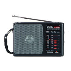 TECSUN R-203T Uchel Sensitifrwydd AM / FM / Teledu Pocket Radio Derbynnydd Adeiledig-In Siaradwr
