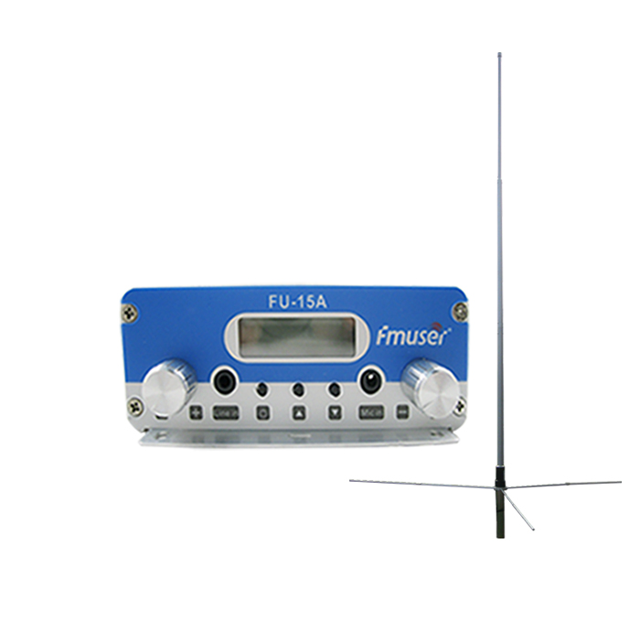 Engros Amazon FMUSER FU-15A 15W FM-radiosender Sæt lang række FM-transmitter FM-udsendelse FM-exciter + 1/2 Wave GP-antenne + kabel + strømforsyning til radiostation CZE-15A CZH-15A