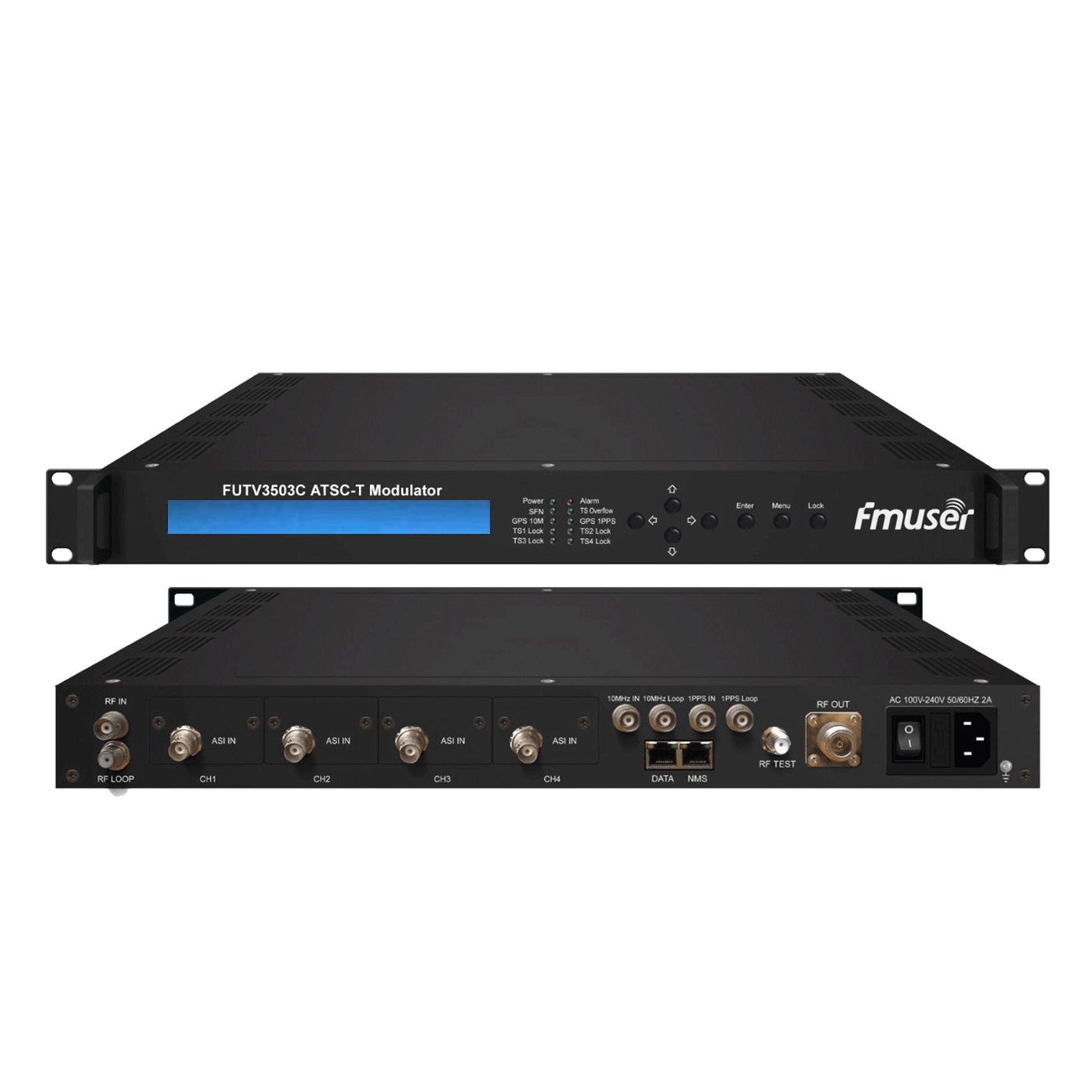 FMUSER FUTV3503C ATSC-T 8VSB Modulator 8-VSB to RF modulation(2*ASI/2*SMPTE 310M input,RF ontput,ATSC 8VSB modulation)with Network management