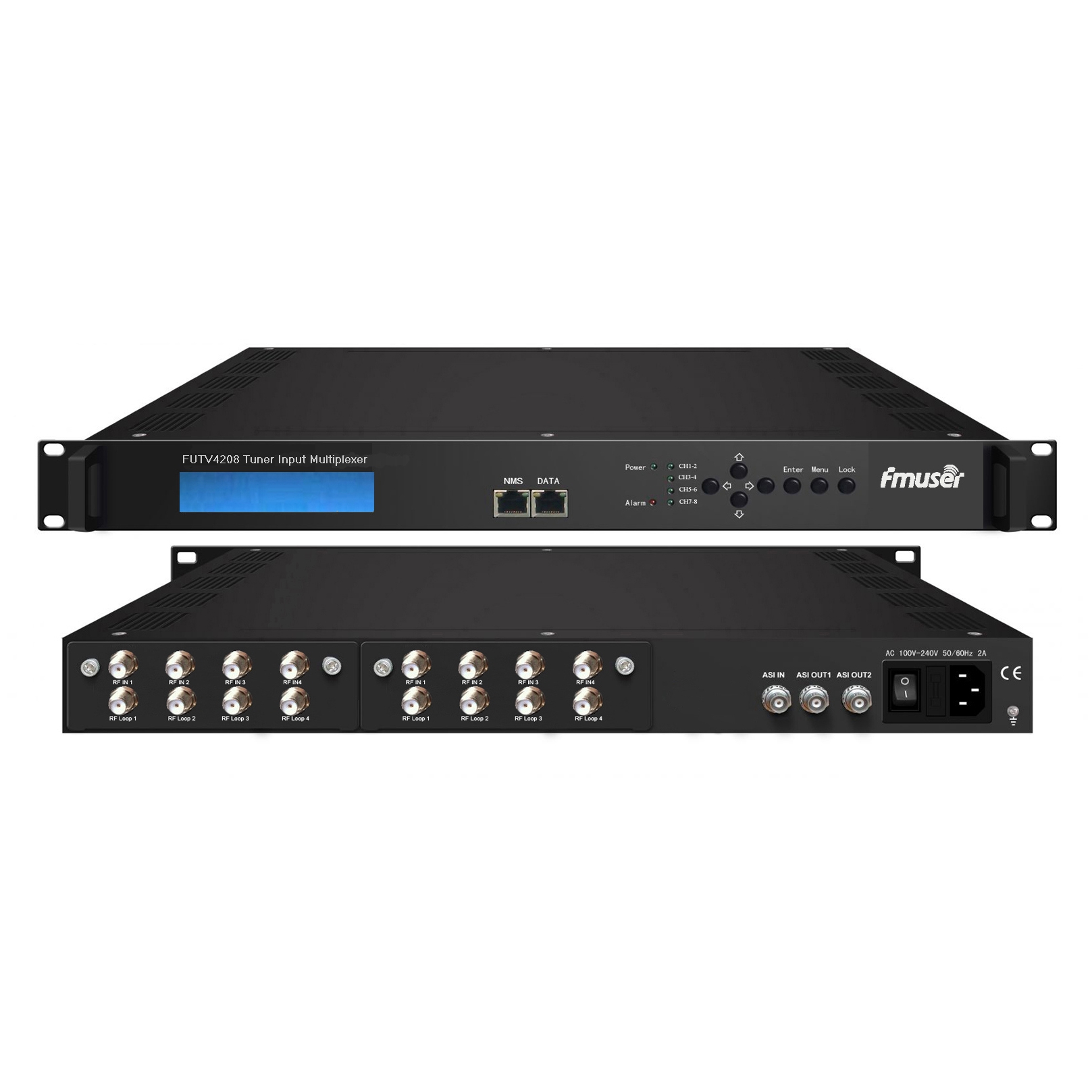 FMUSER FUTV4208 8-Tuner-IRD-Multiplexer (8-DVB-S2 / T-HF-Eingang, 1-ASI-Eingang, 2-ASI-1-IP-Ausgang)