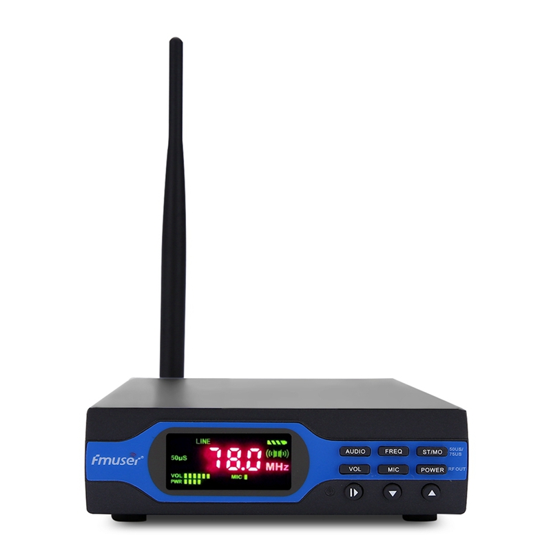 Amazon FMUSER FU-X01BK 1W FM-radiosender Sæt lav effekt FM-sendersender + kort antenne (16G TF-kort + Bluetooth) til indkørsel biograf / møde / sportsbegivenhed / 300m 1000Feet kirke parkeringsplads