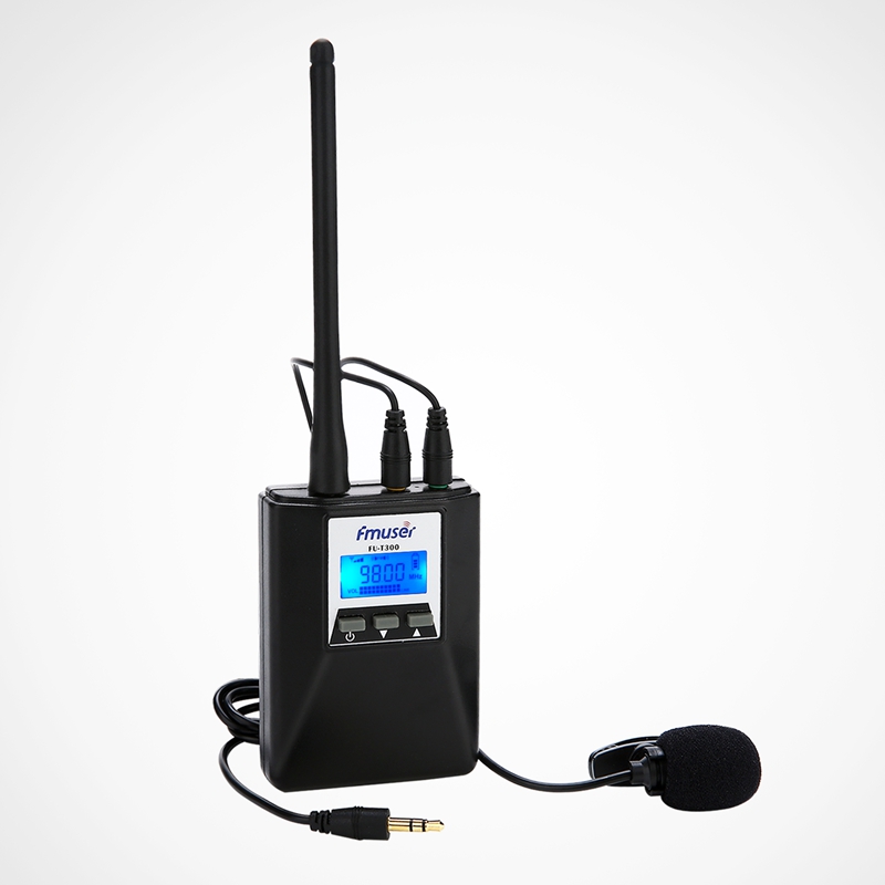 FMUSER FU-T300 0.2W FM радио предавател Комплет пренослив пренослив пренослив пренослив полнач PLL стерео / моно за покаже светлина / туристички водич / конференција / диск за во движење