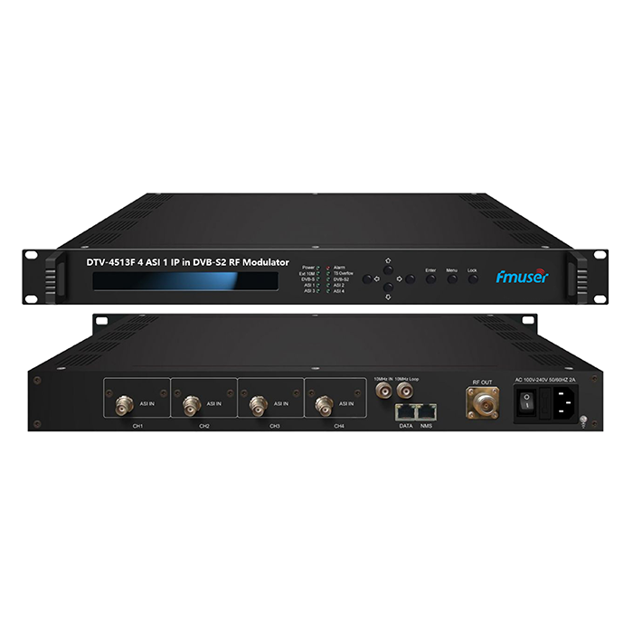 FMUSER DTV-4513E/F 2/4 ASI 1 IP(UDP) en DVB-S/S2 Modulador RF/IF