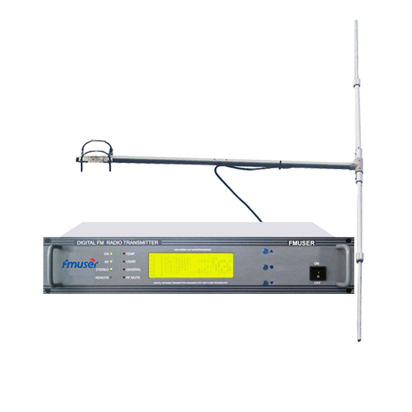 FMUSER FU618F-100C 100Watt 2U Stereo FM Broadcast Radio Transmitter FM Exciter Power Adjustable+DP100 1/2 Wave Dipole Antenna Kit for Radio Station