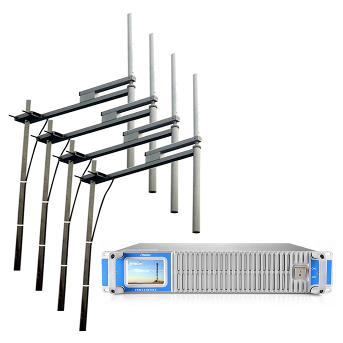 FMUSER 1500Watt 1.5KW FM Radio Transmitter Set FSN-1500T 1.5KW Touch Screen FM Transmitter dengan 4 * Antena FU-DV2 + Kabel 30m 1/2 "