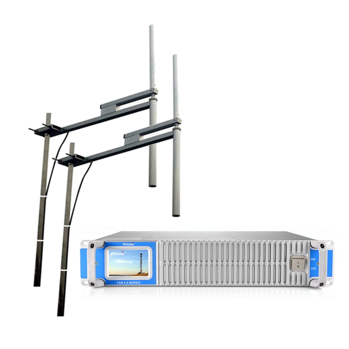 FMUSER 1500Watt 1.5KW FM-radiozenderstel FSN-1500T 1.5KW aanraakscherm FM-sender met 2 * FU-DV2-antenne + 30m 1/2 "kabel