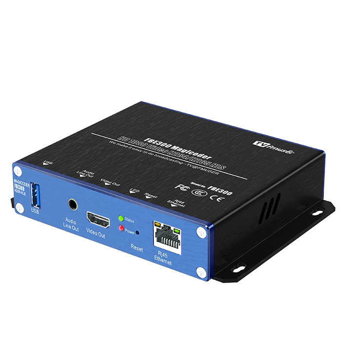FMUSER FBE300 Magicoder Transcoder H.264 / H.265 HD สดสตรีมมิ่งวิดีโอ IPTV เข้ารหัส / ถอดรหัส / Transcoder / เครื่องเล่นสนับสนุน RTSP RTP UDP HTTP TS RTMP HLS M3U8 โปรโตคอล