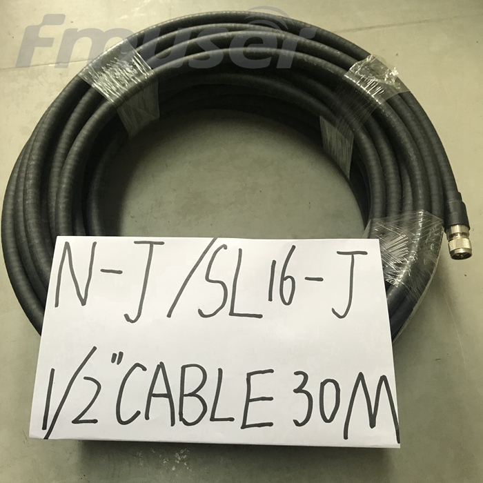 FMUSER 1/2'' RF Cable FM Antenna Feeder Cable Coaxial 30 Meters with N-J SL16-J Connector L16 Male -SL16 Male Connector