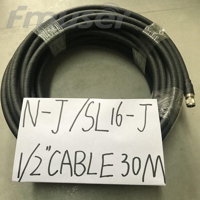 FMUSER 1/2 '' RF-kabel FM-antenna-voerkabel, koaksiaal 30 meter met NJ SL16-J-aansluiting L16, manlike -SL16, manlike aansluiting