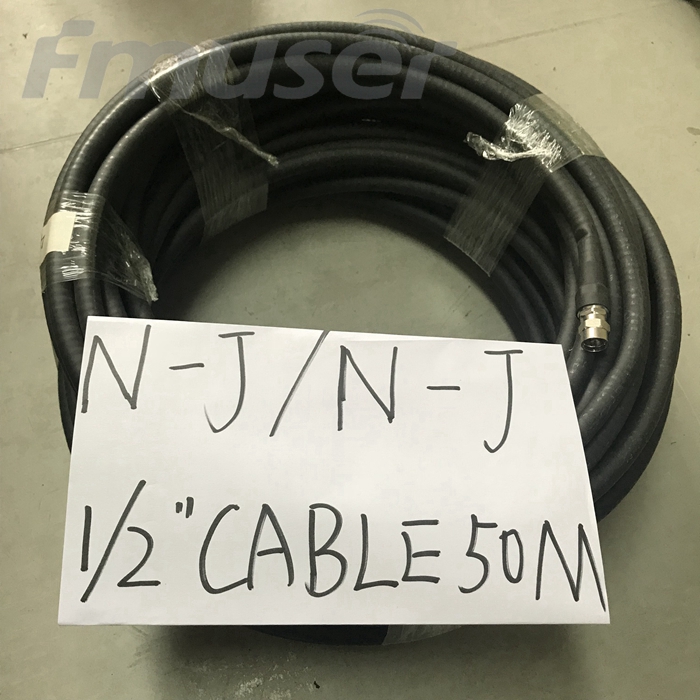 FMUSER 1/2'' RF Cable FM Antenna Feeder Cable Coaxial 50 Meters with N-J N-J Connector L16 Male -L16 Male Connector
