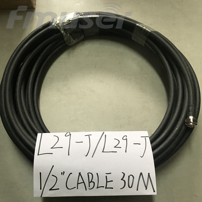 FMUSER 1/2 '' Cabo RF Cabo de alimentação de antena FM coaxial 30 metros com conector L29-J L29-J L29 macho - L29 conector macho